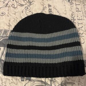 Striped Black and Gray Beanie